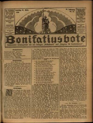 Erste Ausgabe vom Sonntag, den 28. März 1920.