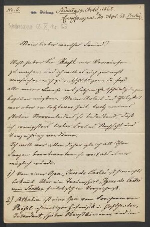 Brief an Friedrich Wilhelm Jähns : 19.04.1868