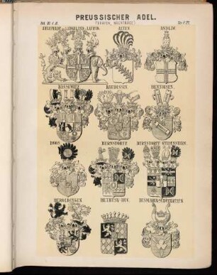 Taf. 22. Ahlefeldt zu Langeland u. Laurvig. - Alten. - Andlaw. - Bassewitz. - Baudissin. - Bennigsen. - Boos. - Bernstorff. - Bernstorff-Gyldenstern. - Beroldingen. - Bethusy-Huc. - Bismarck-Schönhausen