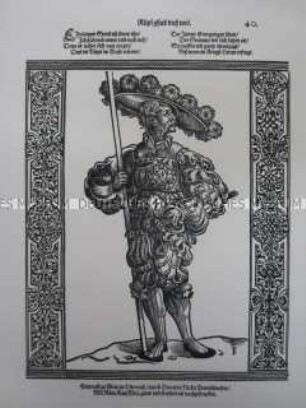 Kriegerdarstellung, Landsknecht mit Spieß, 1510/1530.