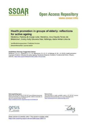 Health promotion in groups of elderly: reflections for active ageing