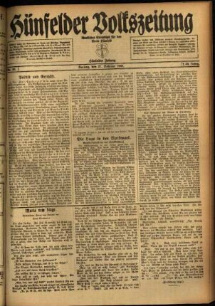 Ausgabe vom Freitag, den 27. Februar 1920.