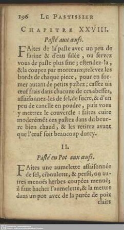 Chapitre XXVIII. Pasté aux œufs