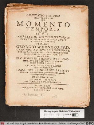 Disputatio Iuridica Inauguralis De Momento Temporis