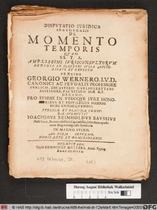 Disputatio Iuridica Inauguralis De Momento Temporis