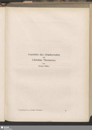 Vorstufen des Urheberrechts bei Christian Thomasius