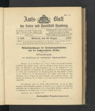 No.195, Mittwoch, den 20. August 1919