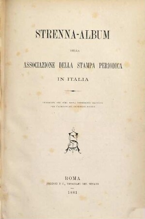 Strenna-Album della Associazione della Stampa Periodica in Italia