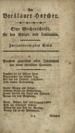 Breslauer Horcher, Zweiunddreißigstes Stück