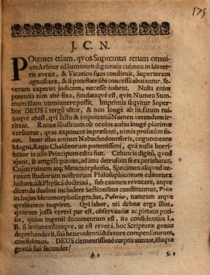 De Metamorphōsei Nabuchodonosoris, Dissertatio HistoricoPhysica