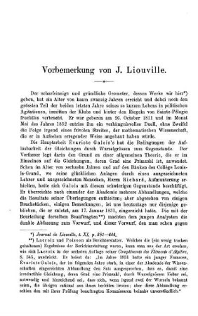 Vorbemerkung von J. Liouville.