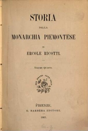 Storia della monarchia piemontese, Volume 4