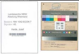 Entnazifizierung Josef Harde , geb. 31.03.1896 (Installateur)