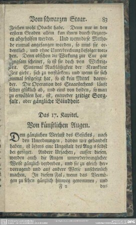 Das 17. Kapitel. Von künstlichen Augen