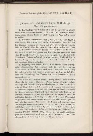 Synonymische und andere kleine Mittheilungen über Chrysomeliden