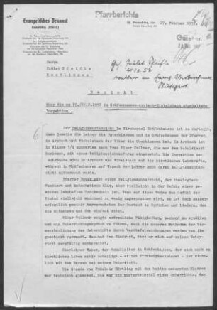 Gräfenhausen mit Arnbach und Niebelsbach: Inspektionsbericht 1957