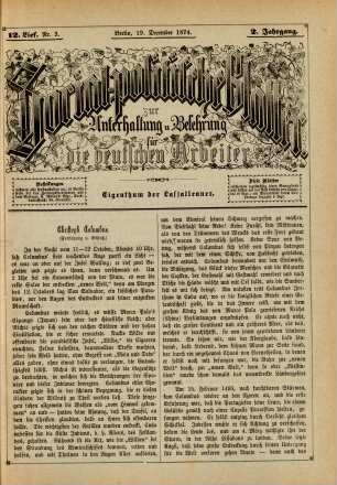 12. Lief. Nr. 3. Berlin, 19. December 1874. 2. Jahrgang.