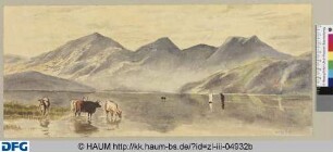 Alpenlandschaft mit vier Kühen