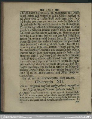 Observatio XII. An ius exigendi censum emigrationis magistratui bassam iurisdictionem habenti cedat?