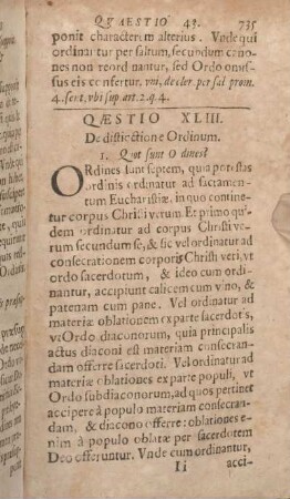 Qvaestio XLIII. De distinctione Ordinum.