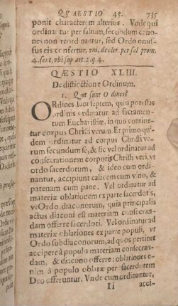 Qvaestio XLIII. De distinctione Ordinum.