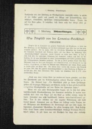 Was Dörpfeld von der Comenius-Gesellschaft erwartete