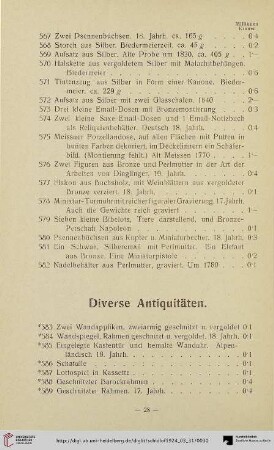 Diverse Antiquitäten (Nr. 583-625c)