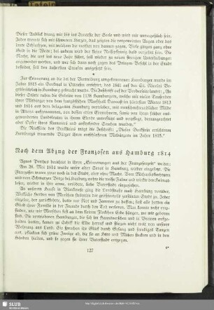 Nach dem Abzug der Franzosen aus Hamburg 1814