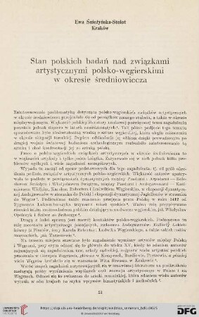Stan polskich badań nad związkami artystycznymi polsko-węgierskimi w okresie średniowiecza