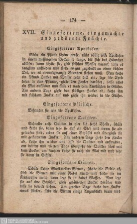 XVII. Eingesottene, eingemachte und gedörrte Früchte