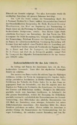 Rechenschaftsbericht für das Jahr 1894/95 (Kurt Lampert)