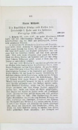 Vierter Abschnitt. Die staufischen Könige und Kaiser seit Friedrichs I. Tode und die späteren Kreuzzüge 1190 - 1273