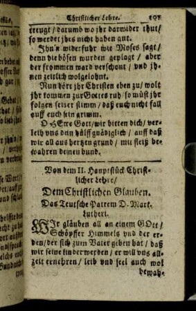 Von dem II. Hauptstück Christlicher Lehre. Dem Christlichen Glauben.