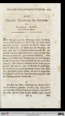 XVIII. Vermischte Bemerkungen bey Gelesenem