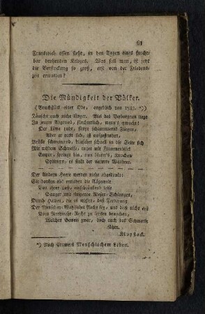 Die Mündigkeit der Völker.