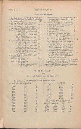 Steuer-Tarif nach § 17 des Gesetzes vom 24. Juni 1891.