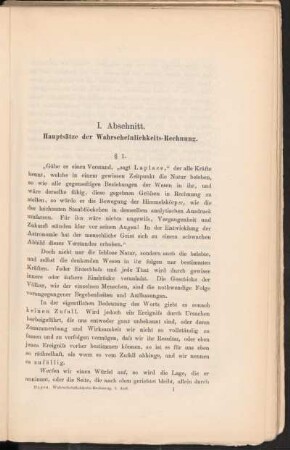 I. Abschnitt. Hauptsätze der Warscheinlichkeits-Berechnung.