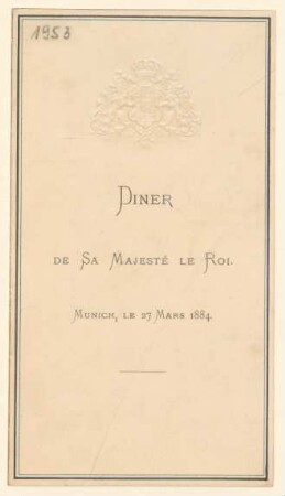 Menükarte : Diner de Sa Majesté Le Roi