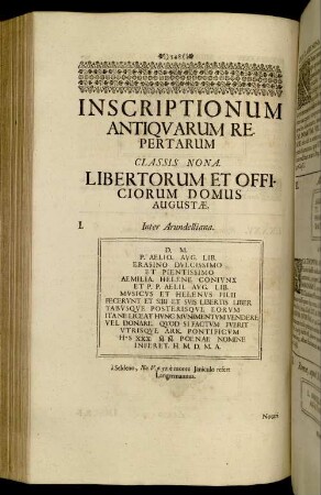 Classis Nona. Libertorum Et Officiorum Domus Augustae