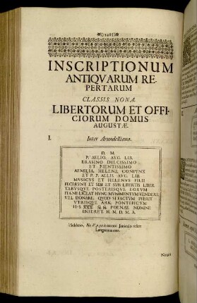 Classis Nona. Libertorum Et Officiorum Domus Augustae