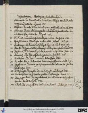 Handschriftliches Inhaltsverzeichnis des gesamten Bandes.