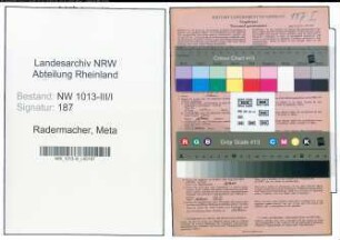 Entnazifizierung Meta Radermacher , geb. 14.10.1904 (Angestellte)