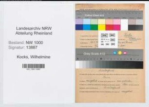 Entnazifizierung Wilhelmine Kocks, geb. 23.01.1903 (Postsekretaerin)