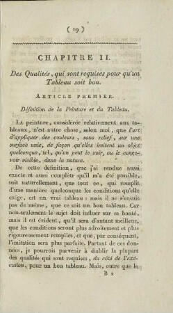 Article Premier. Définition de la Peinture et du Tableau.