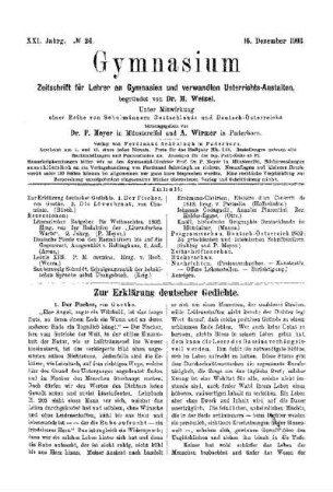 Zur Erklärung deutscher Gedichte