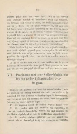 VII. Proefname met eene suikerfabriek, om tot een ander kultuurstel over te gaan