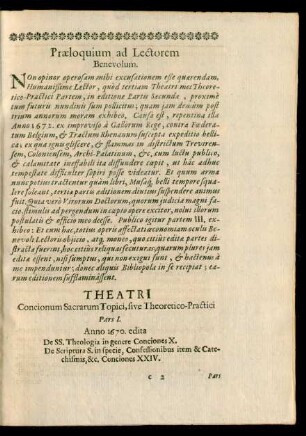 Praeloquium ad Lectorem Benevolum.