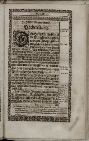 Vorbereitung; Der Schrifft-Text; Eingang; Fürschlag; Abhandlung.