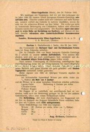 Preisliste über Getreidezentrifugen