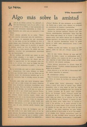 Vida femenina : Algo más sobre la amistad